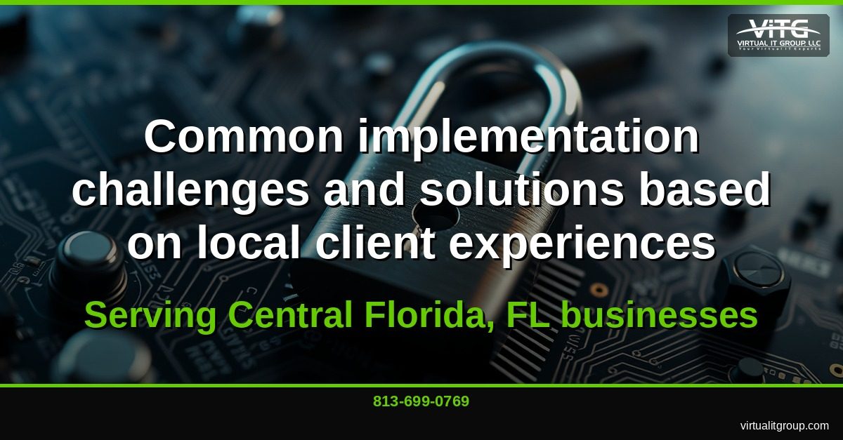 Central Florida business district skyline with cybersecurity shield overlay representing Zero Trust protection