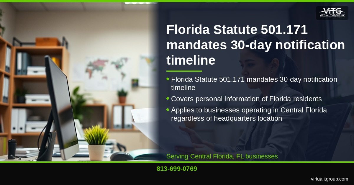 Sample Florida data breach notification letter showing required elements and proper formatting for individual notifications | Florida Data Breach Notification Law: The 30-Day Clock Explained Central Florida