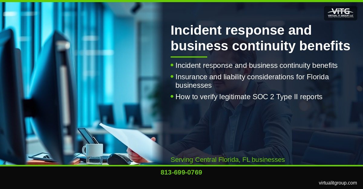 SOC 2 Type II certification report with Central Florida business skyline in background